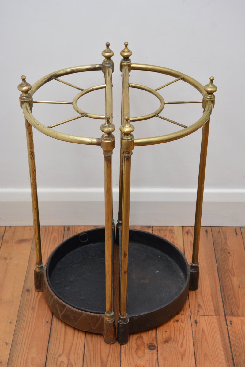 Pair Of English Antique Umbrella Stands in Brass, Victorian c1870s - Image 9